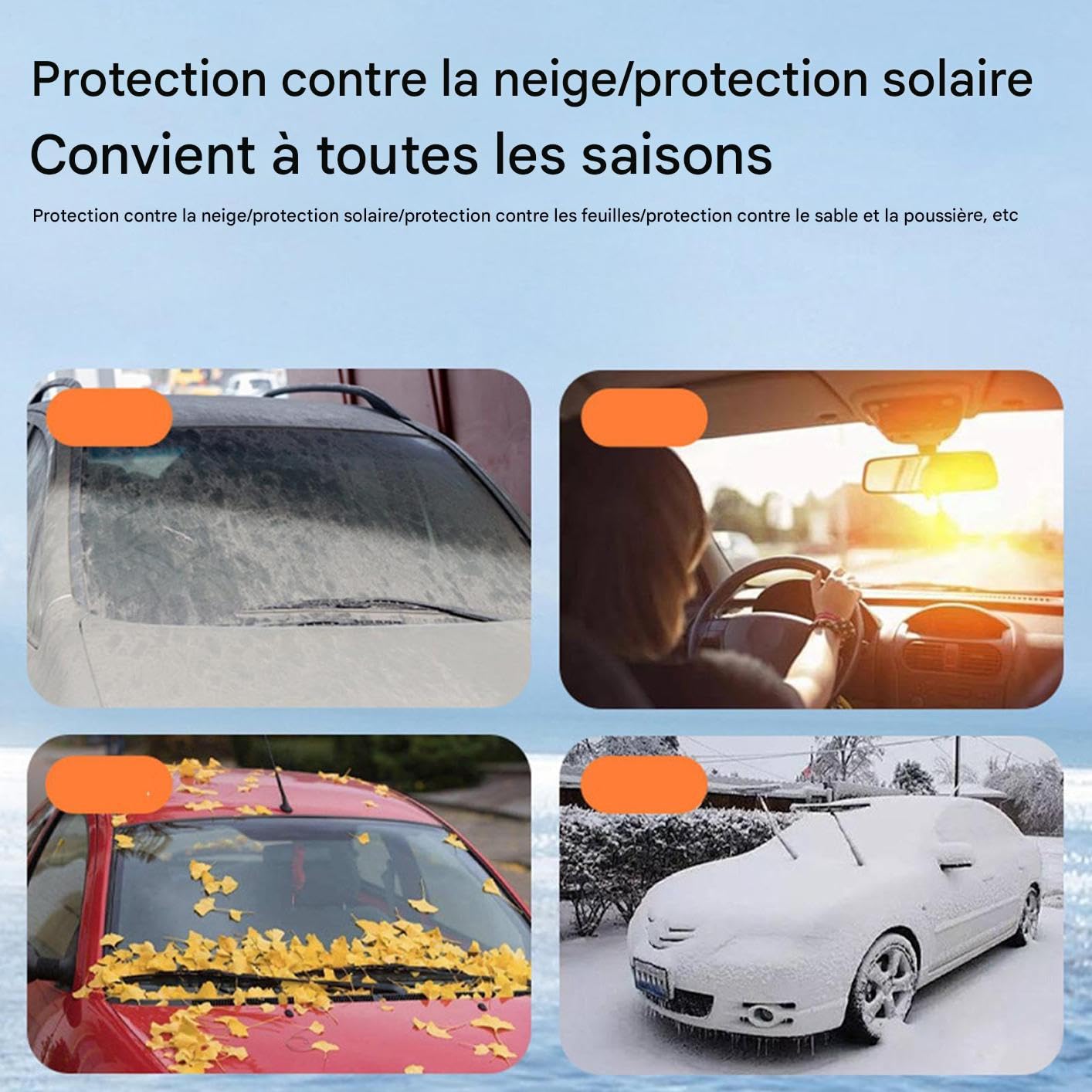 Housse Pare-brise Neige pour Voiture Anti-Vent En Cuir PU Imperméable Pour
