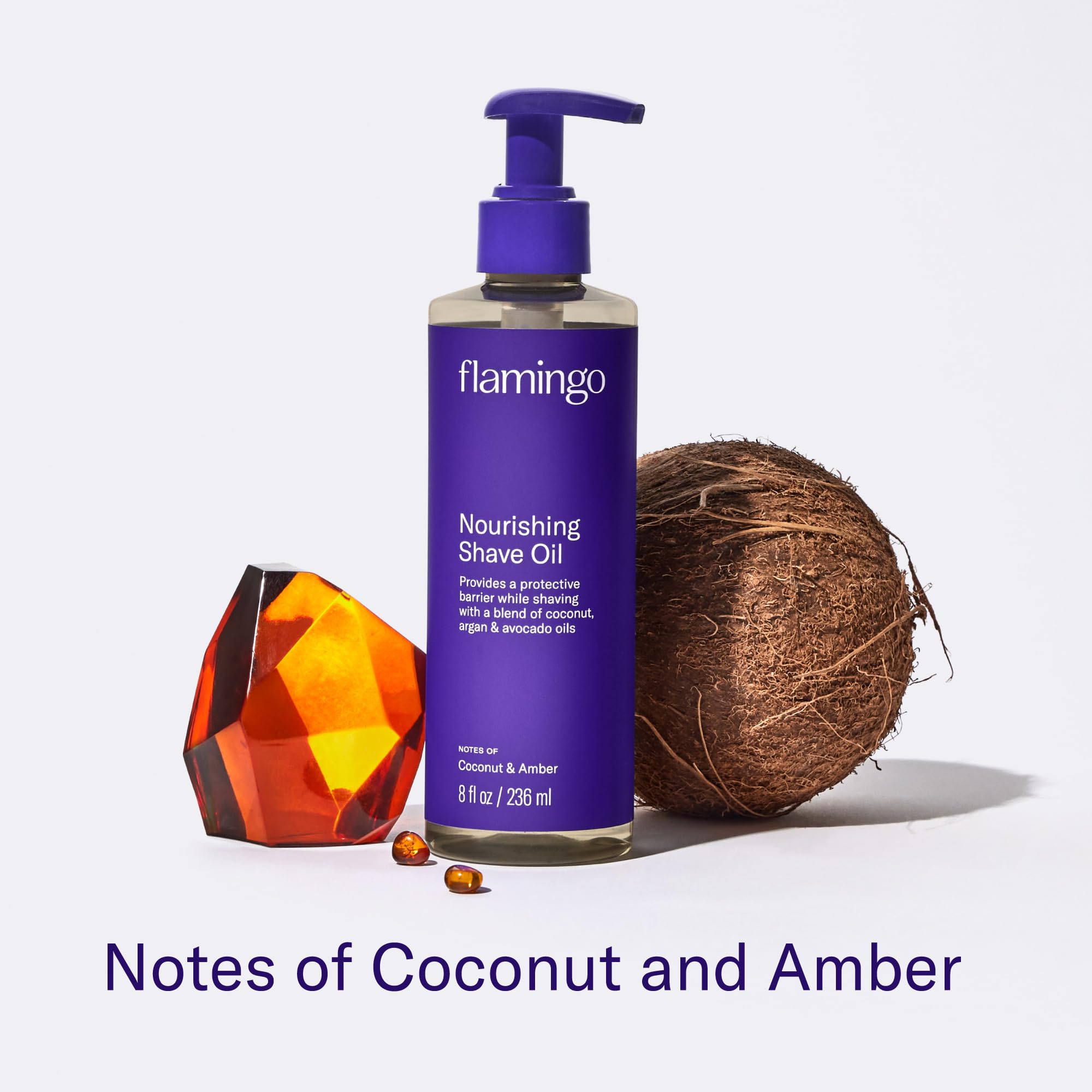 Flamingo Nourishing Shave Oil for Women with Coconut, Argan & Avocado Oils, 8 fl oz, Pack of 3