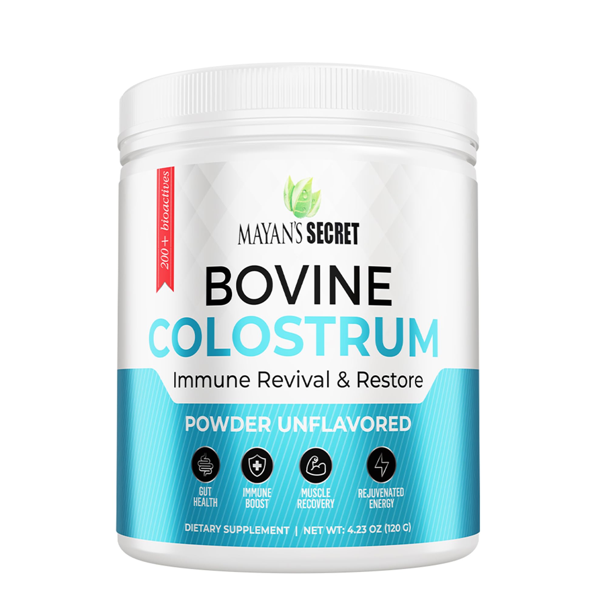 Colostrum Powder Grass-Fed -for Human Gut Health, Immunity, Skin & Hair, Muscle Recovery - Over 400 Bioactive Nutrients, 6-Hour Guaranteed Pure Formula, Non-GMO, Unflavored, 60-Day Supply