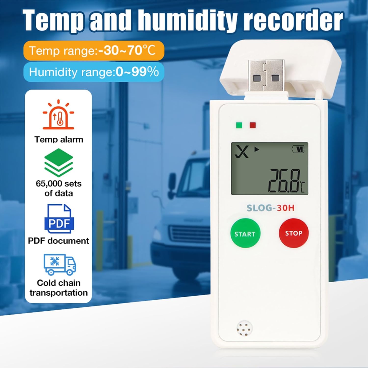 Professional Environmental Monitor with Large Storage USB Export Immediate Trackings for Logistics Storage Cold Chain Transport Temperature Monitor