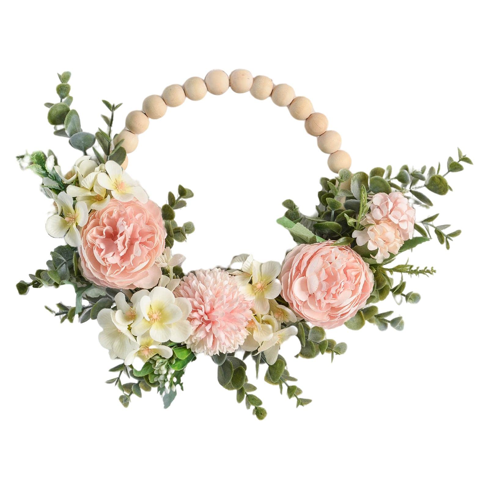 Lzvmlnqi Pink Artificial Peony Wreath Faux Floral Wreath For Window Living Room