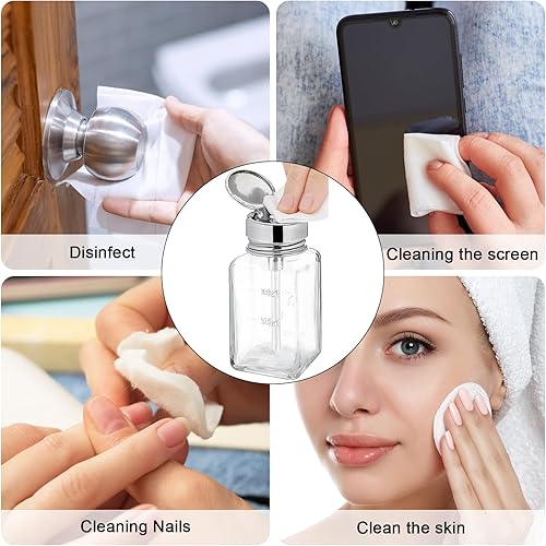 Miniatura 5 de Chris.W 3 unidades de bomba de cristal para quitar esmalte de uñas, dispensador de acetona, dispensador de alcohol, botella dispensadora vacía para