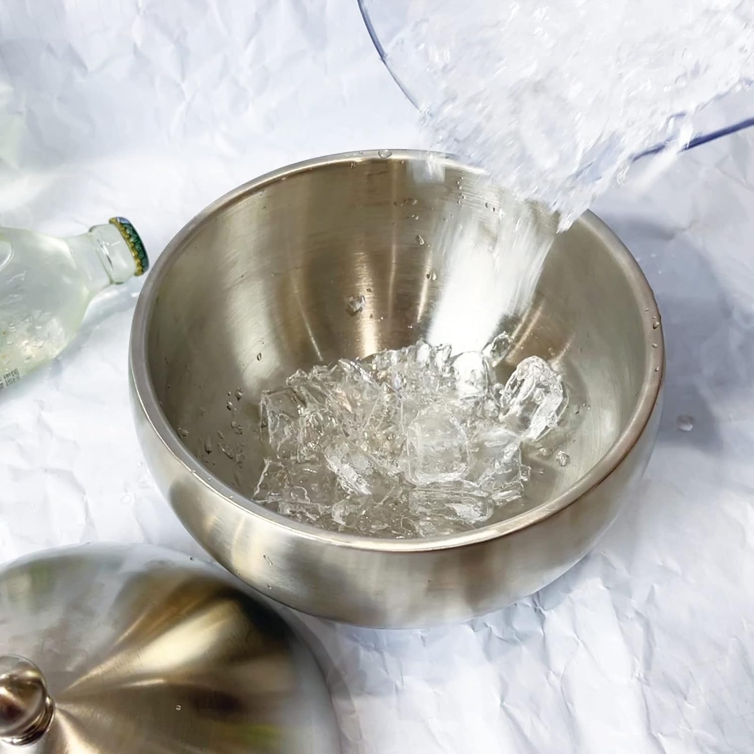 Ice Bucket with Lid Double Insulation Stainless Steel Ice Container Storage Box Household Kitchen Barrel Restaurant Bar Tableware Accessories