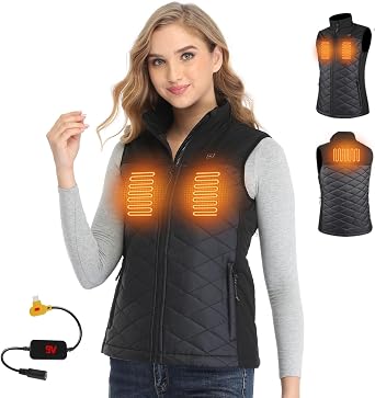 Heated Vest for Women with 9V Heated Jacket Battery Step-Up Adapter Charger Cable USB-C, Puffer Classic Warming Vest