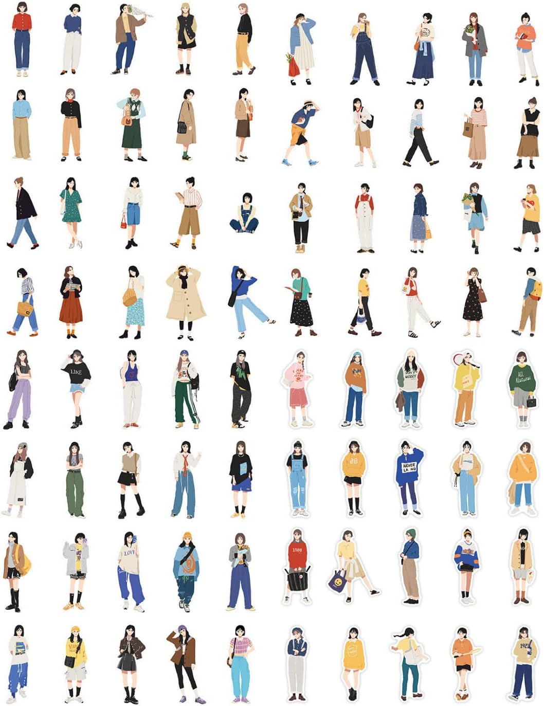 Zolarkar 0枚 人物 フレークシール 手帳 シール おしゃれ 女の子 デコシール 大量 コラージュ 素材 和紙 クラフト粘着 纸ノートステッカー かわいい Diy 手作りシール 装飾用 日記 カレンダー アルバム バイク ノートパソコン 5種類 40枚 在庫処分