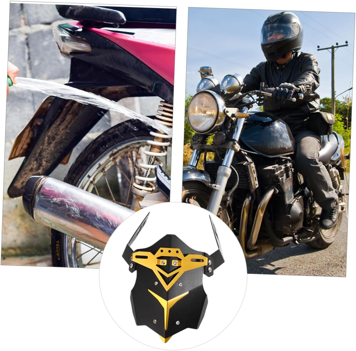 Amosfun Aluminum Alloy Rear Mud Flaps for Motorcycle Modification Sturdy Splash Guards for-Road Vehicles Compatible Motorcycle Models