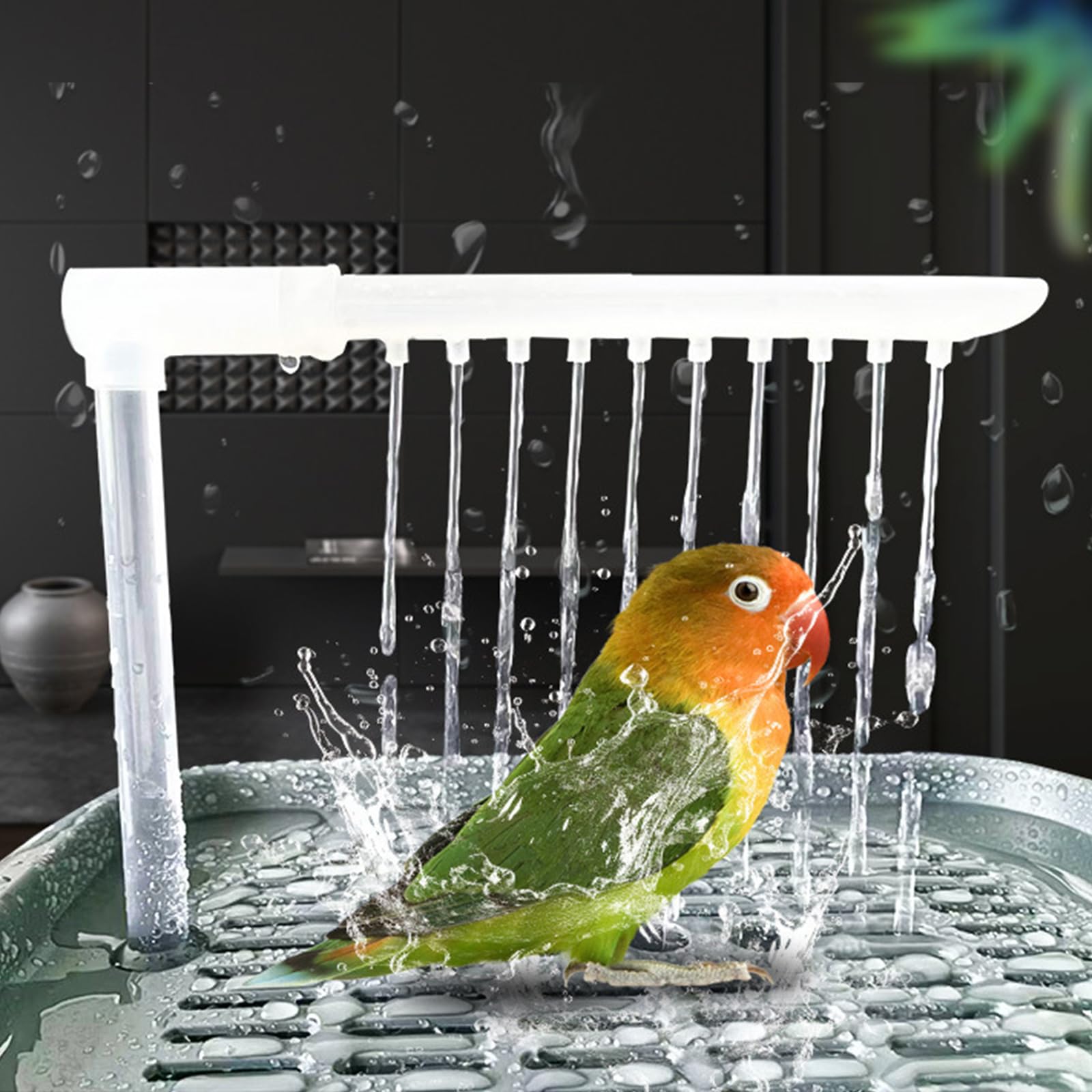 Grandi flussi d ' acqua Pappagalli Vasca da bagno Circolazione automatica ' acqua Lavabo per doccia per uccelli Uso domestico quotidiano con piume Doccia automatica per uccelli per piccioncini