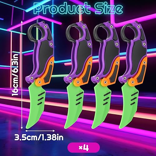 Miniatura 6 de Guiqulai 4 piezas de cuchillos para ansiedad, cuchillo de gravedad impreso en 3D, divertidos juguetes de plástico para ansiedad de zanahoria para