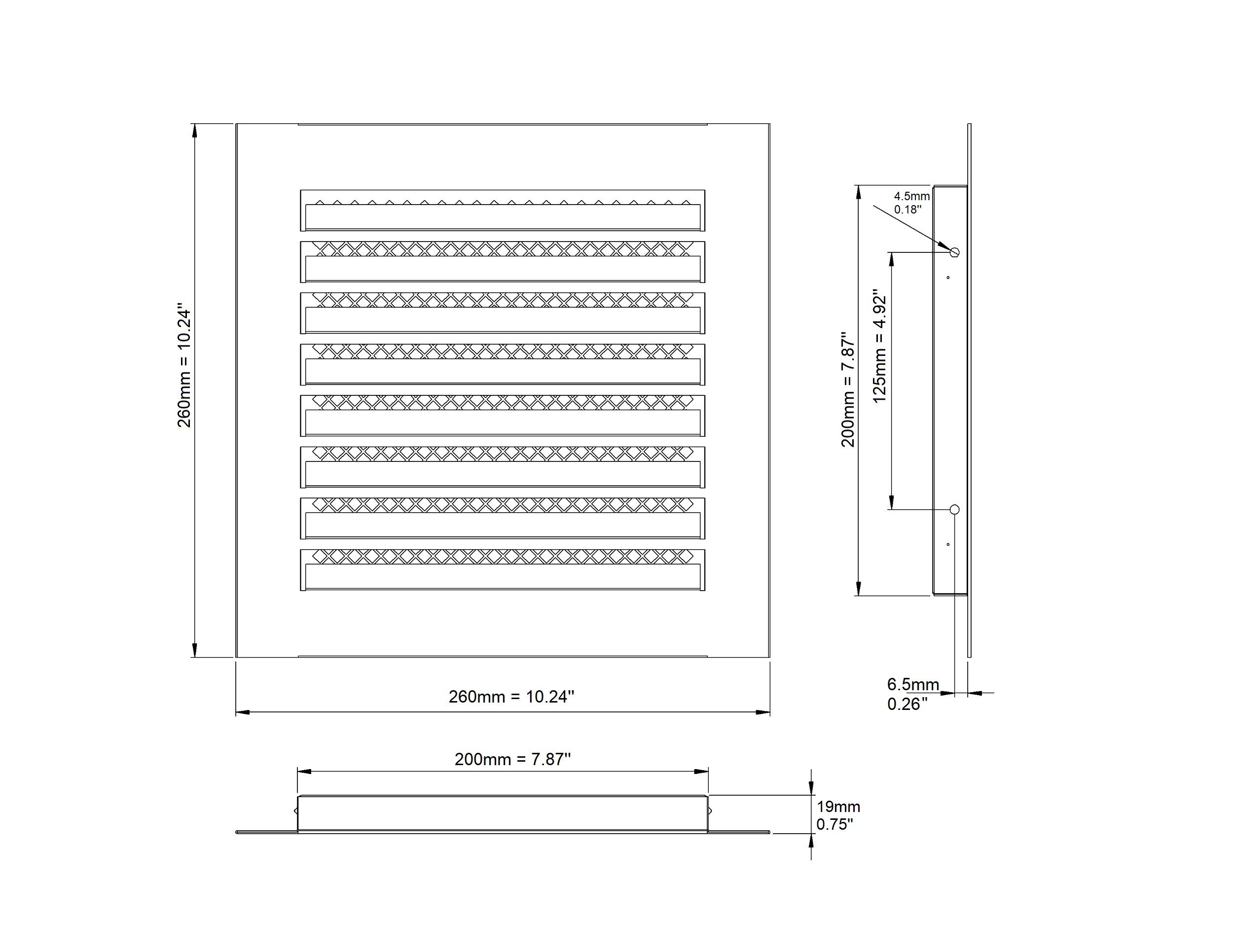 200x200mm Griglia di Ventilazione Industriale Acciaio Zincato - Griglia di Aerazione Metallica con Zanzariera
