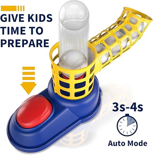 Miniatura 6 de Bennol Juego de pelota en T para niños de 3-5, 5-8, camiseta de béisbol para niños pequeños, lanzador de bolas automático, juego de camiseta