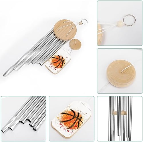 Miniatura 3 de Campanillas de viento de baloncesto para exteriores, de aluminio, para decoración de jardín y patio