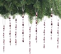 Vista 14 de AMS Adornos para árbol de Navidad, juego de 24 piezas de adornos de carámbanos retorcidos de aluminio para árbol de Navidad, fiesta de Año Nuevo