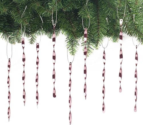 Miniatura 14 de AMS Adornos para árbol de Navidad, juego de 24 piezas de adornos de carámbanos retorcidos de aluminio para árbol de Navidad, fiesta de Año Nuevo