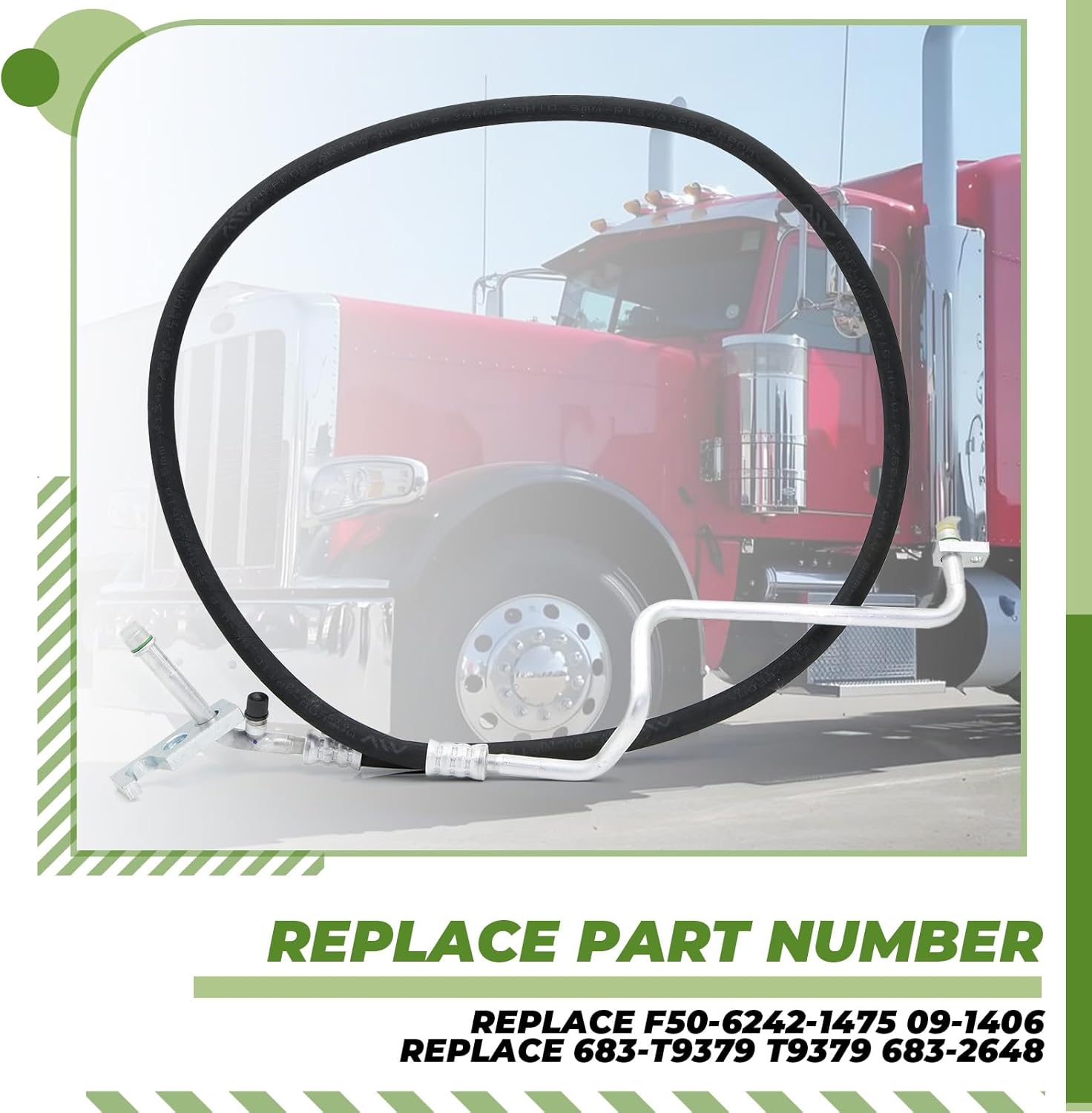 Compressor to Condenser A/C Hose Assembly Fit for Peterbilt Kenworth Trucks Replace 09-1406 683-T9379 T9379 683-2648 F50-6242-1475