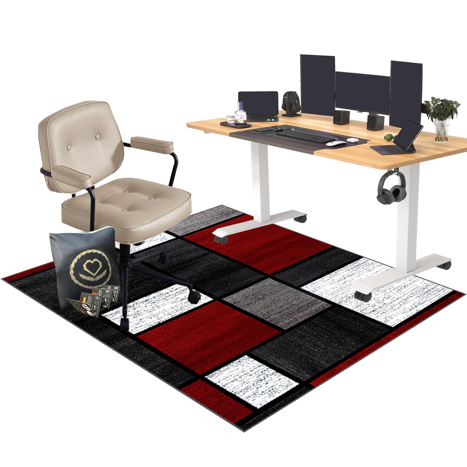 CCTSA 150 x 180 cm Office Chair Mat for Carpeted and Hard Floor | Multi-Purpose Carpet Protector | Gaming Chair Mat | Anti-Slip Low Pile Carpet Mats for Home Office | Floor Protectors for Chairs