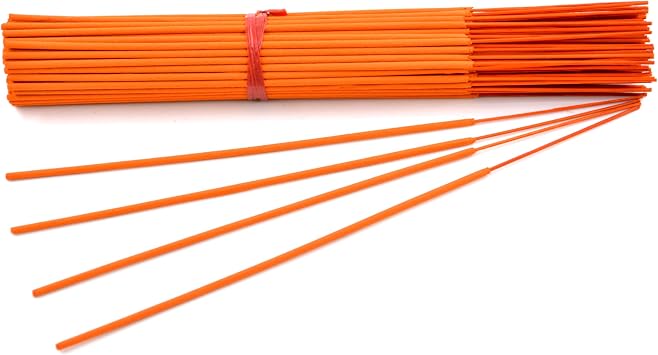 100 Unscented Orange Incense Sticks 11 inch - 100% Natural Joss and Bamboo 11" Punk Blanks - for DIY Aromatherapy Incense Making.