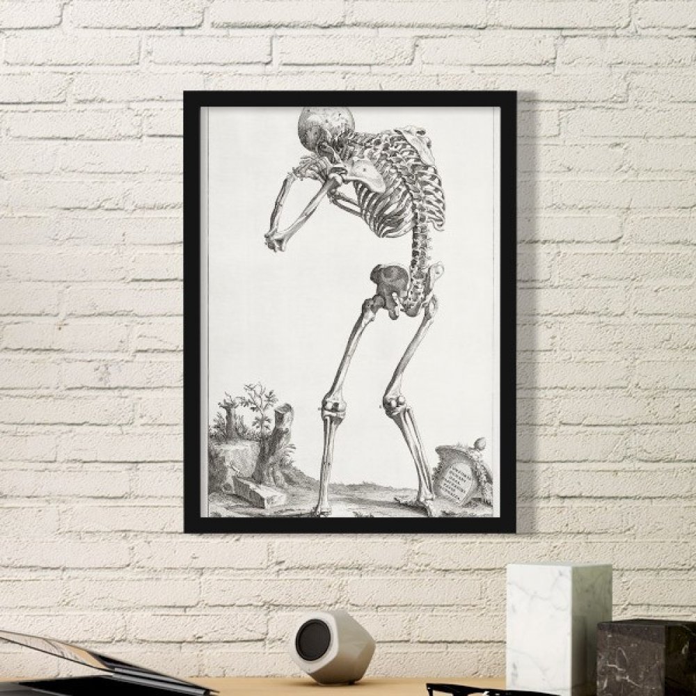 Squelette humain déco affiche anatomique encadrée noire pour maison