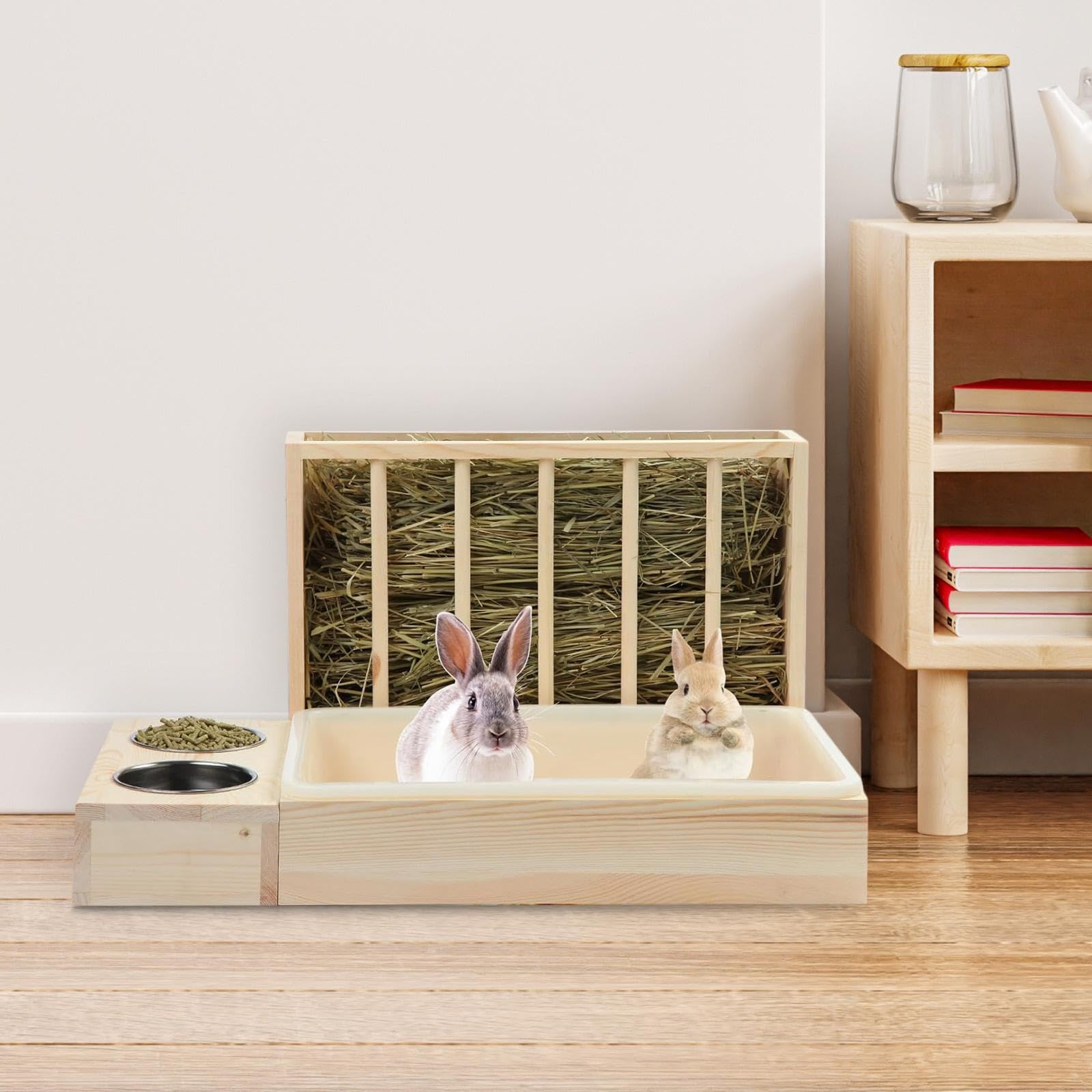 Comedero de Madera para Conejos, Comedero/baño para Chinchillas Y Jerbos.