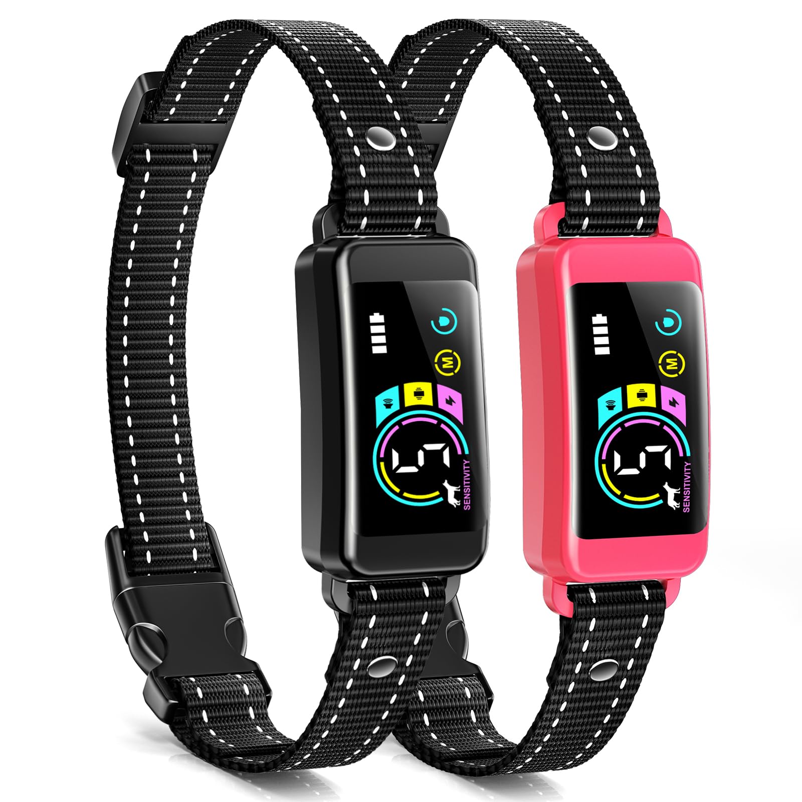 2 Pack Dog Bark Collar, Keoge Training Collar with Beep Vibration (Pink)