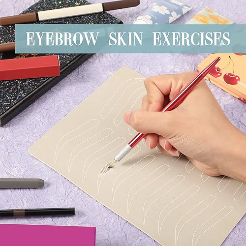 Miniatura 6 de 16 piezas de suministros de microblading piel de práctica de doble cara para cejas, sin tinta, maquillaje de piel, pieles de silicona para practicar