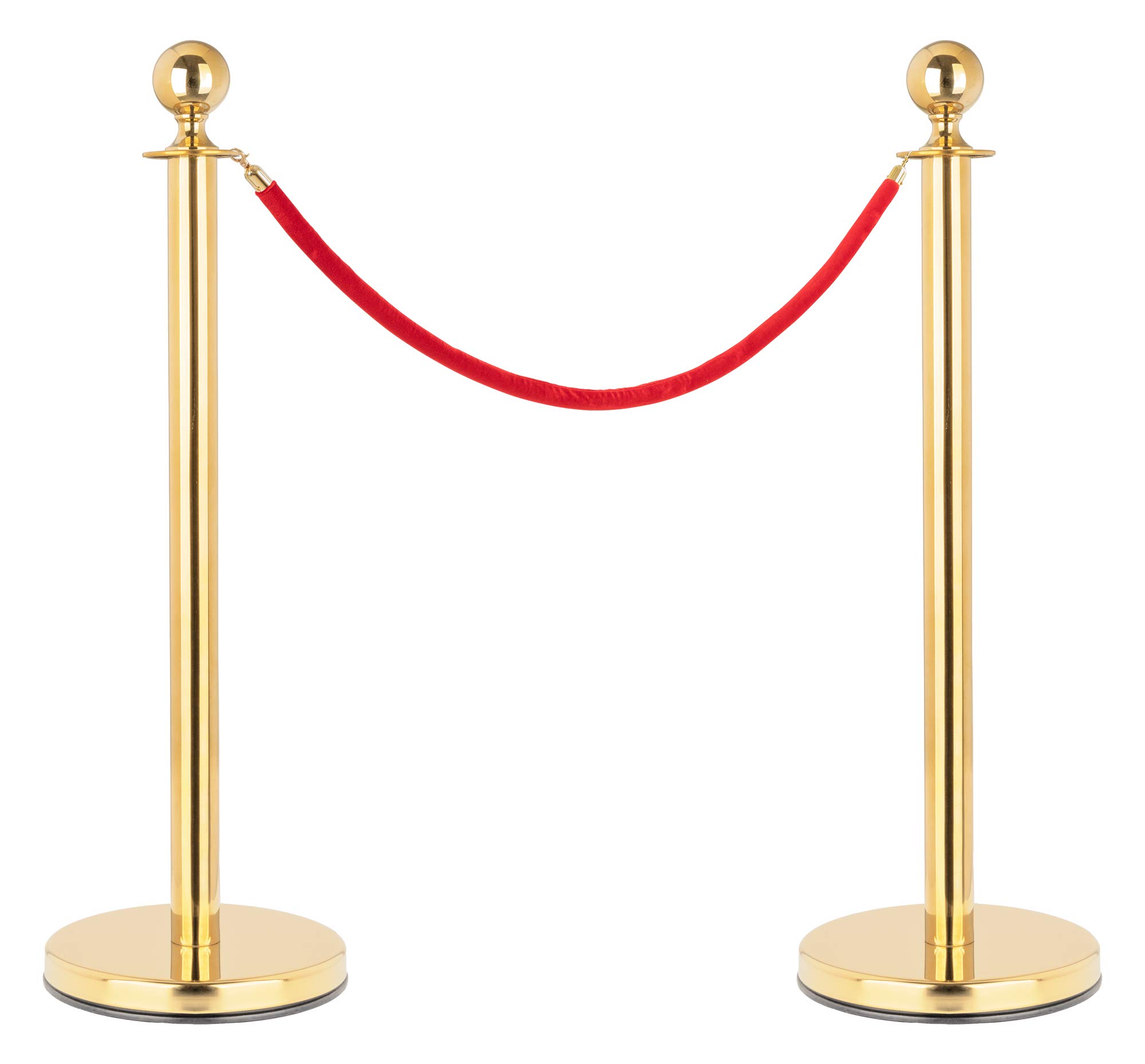 Stagecaptain PLS-150 Deluxe 2.1-150G Absperrständer Personenleitsystem - 2 Edelstahl-Stative und 1 rotes Seil mit 1,5m Länge - Für Konzerte, Ausstellungen, Hotels, Kinos u.v.m. - gold