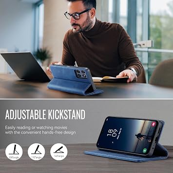 Mobile Phone Case Motorola Edge 60 Fusion Case Edge 60 Flip Case Premium PU Leather Case RFID Foldable Mobile Phone Case Protective Cover Card Slot Stand Function Case Motorola Edge 60 Fusion/Edge 60 - Blue