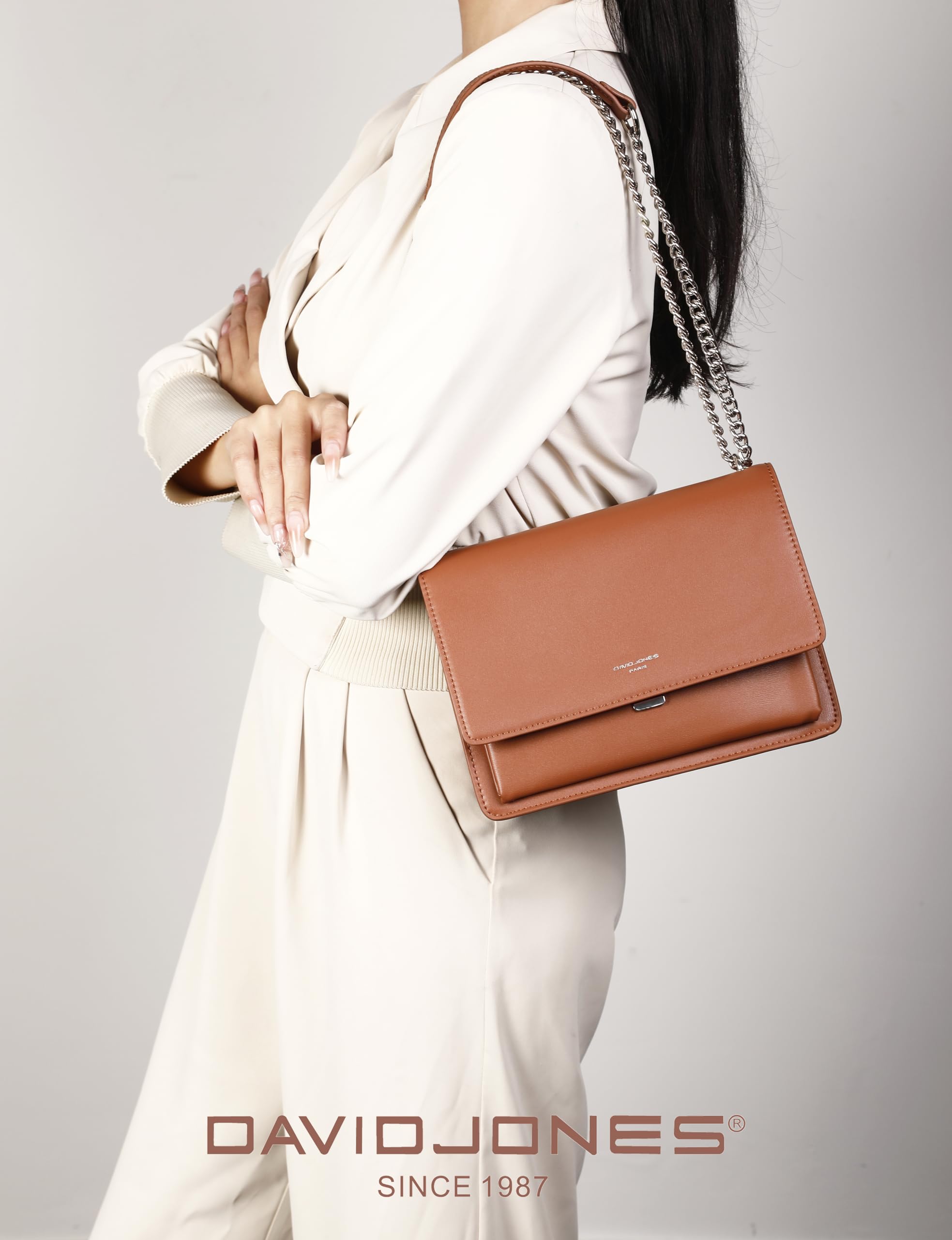 David Jones - Damen Umhängetasche Mittelgoße, Crossbody Bag Clutch