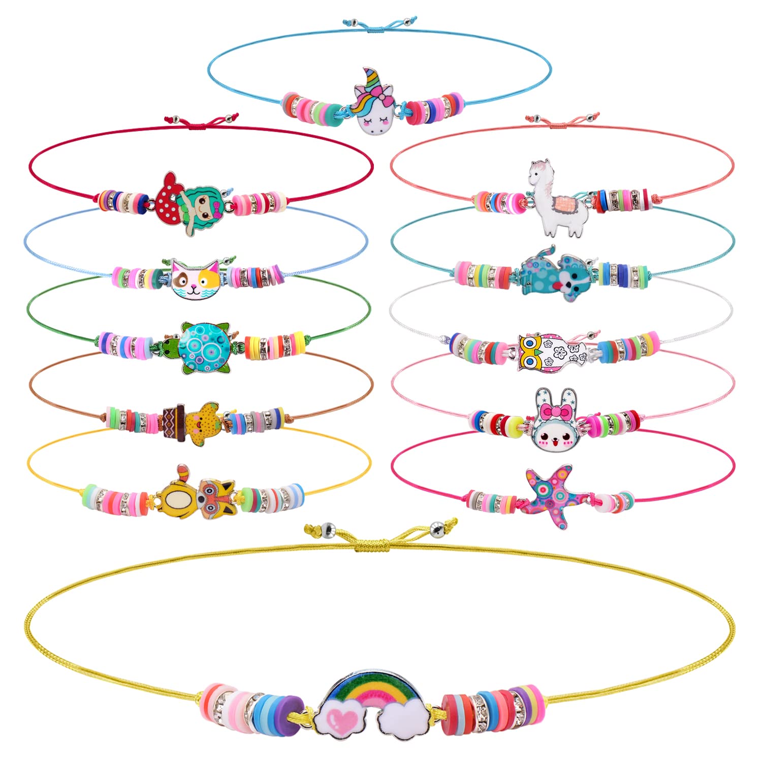Magicat Lot de 12 bracelets de qualité supérieure pour fille I Licorne, chouette, fleurs I Bracelet d'amitié fait à la main pour enfants pour anniversaire I Parfait comme cadeau ou cadeau Bijoux Magicat Lot de 12 bracelets de qualité supérieure pour fille I Licorne, chouette, fleurs I Bracelet d'amitié fait à la main pour enfants pour anniversaire I Parfait comme cadeau ou cadeau Bijoux