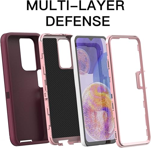Miniatura 3 de AICase Funda resistente de grado militar para Galaxy A23 5G (6.6 pulgadas), color morado nocherosa bebé