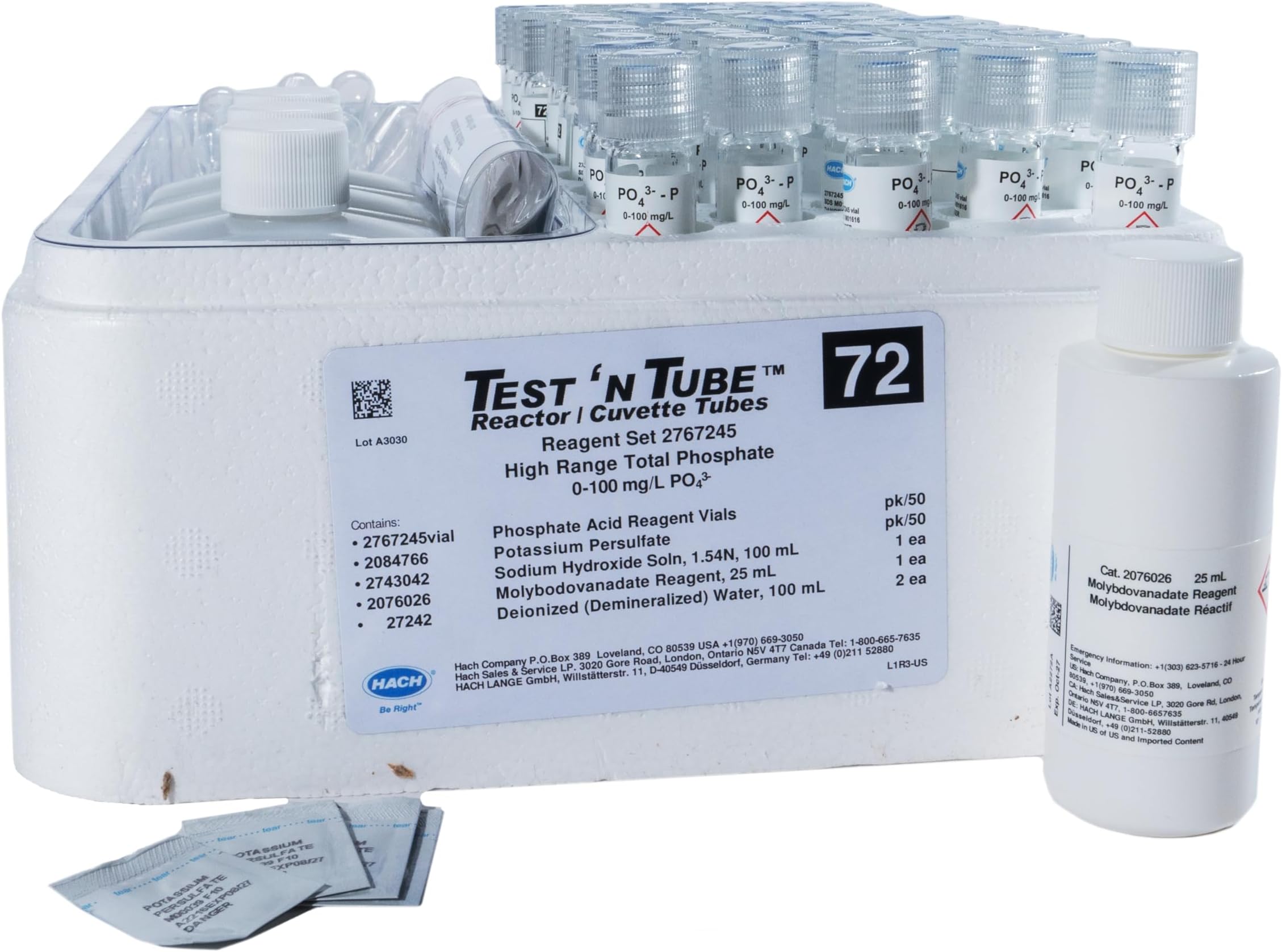 Hach Phosphorus (Total) TNT Reagent Set, High Range Molybdovanadate, 2767245