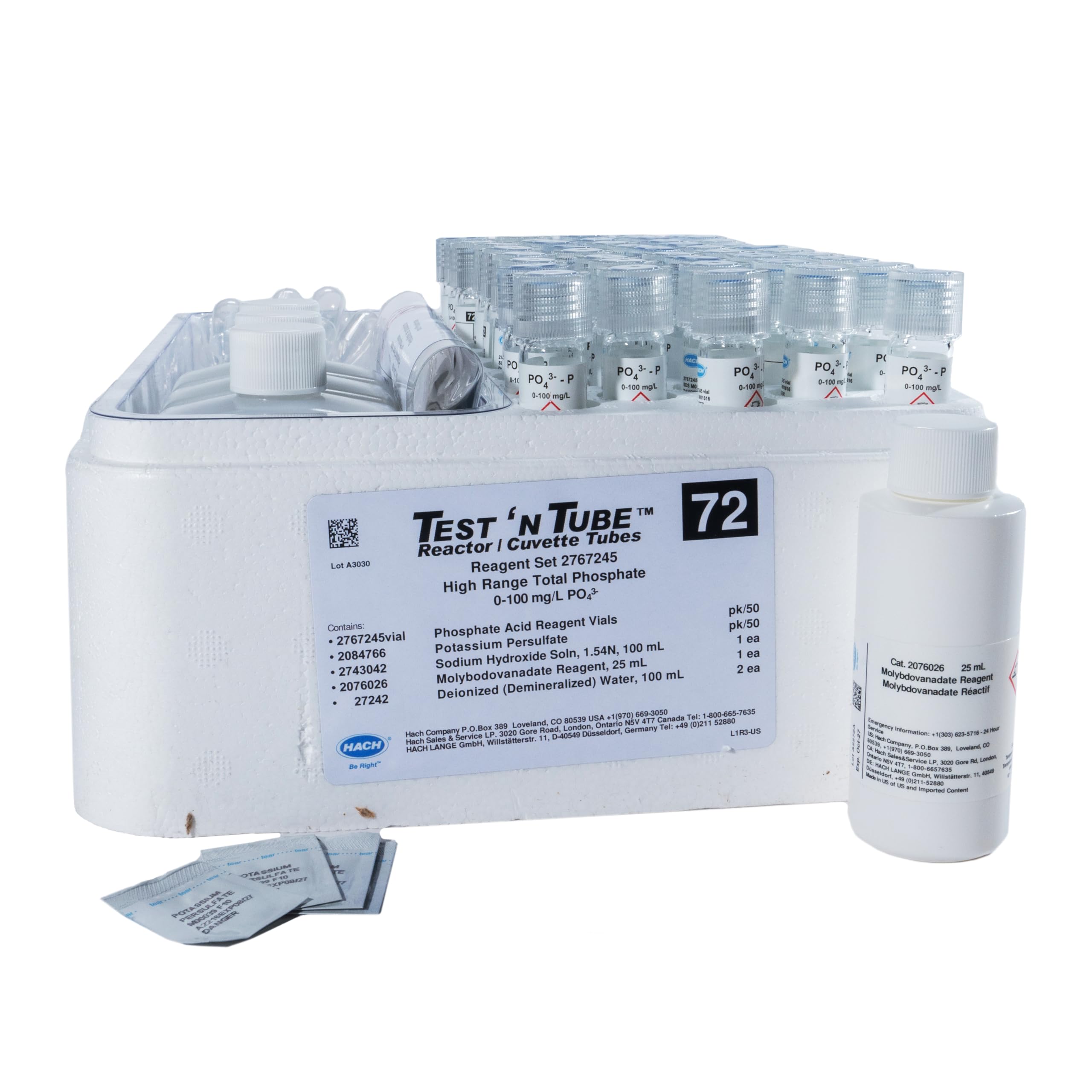 Hach Phosphorus (Total) TNT Reagent Set, High Range Molybdovanadate, 2767245