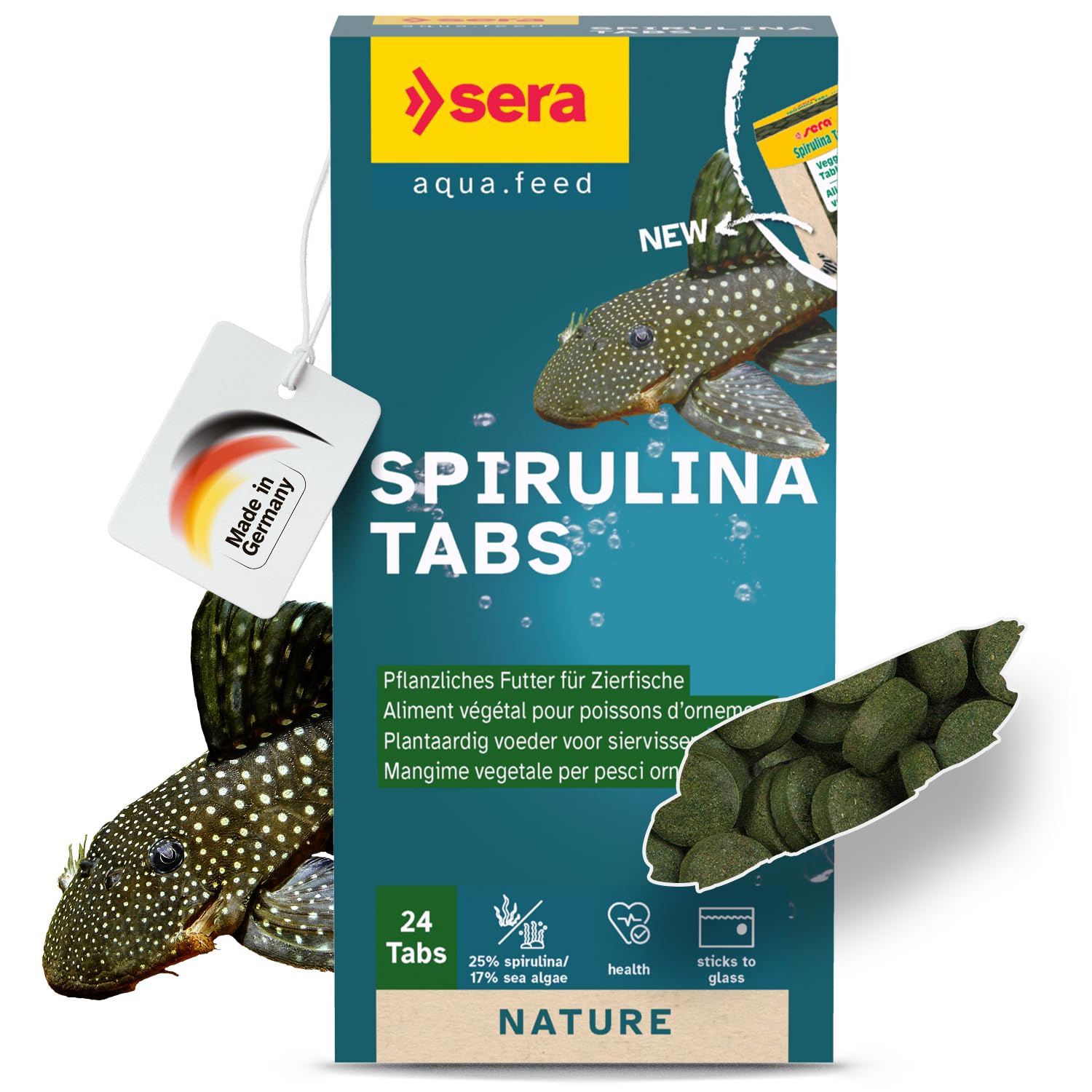 Spirulina Tabs 24 Tabs | pflanzenfutter | ohne farb- und konservierungsstoffe | mit 24% spirulina | haftet an der Scheibe
