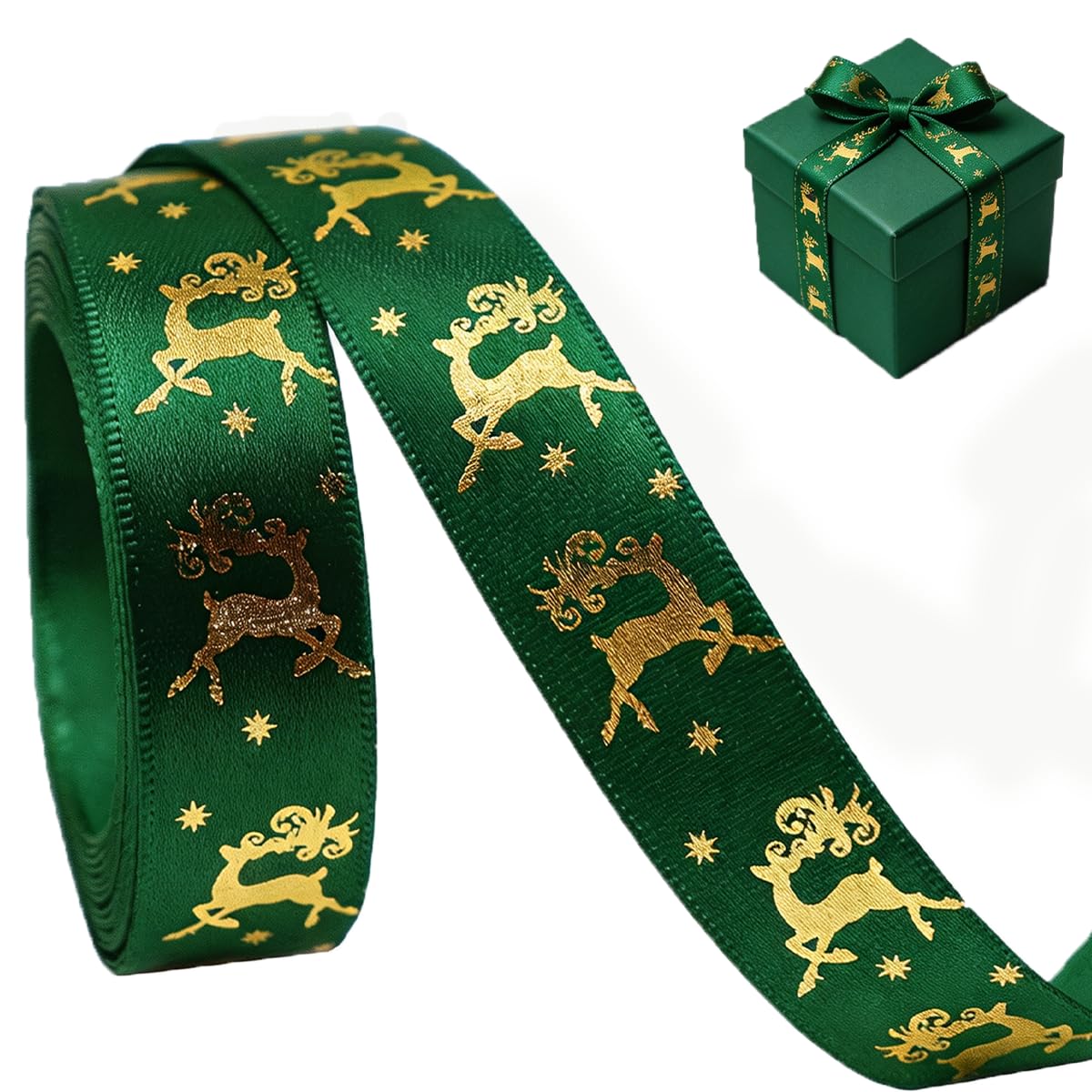 50 Yards Dekoband Weihnachten Schleifenband Geschenkband Stoff Weihnachten