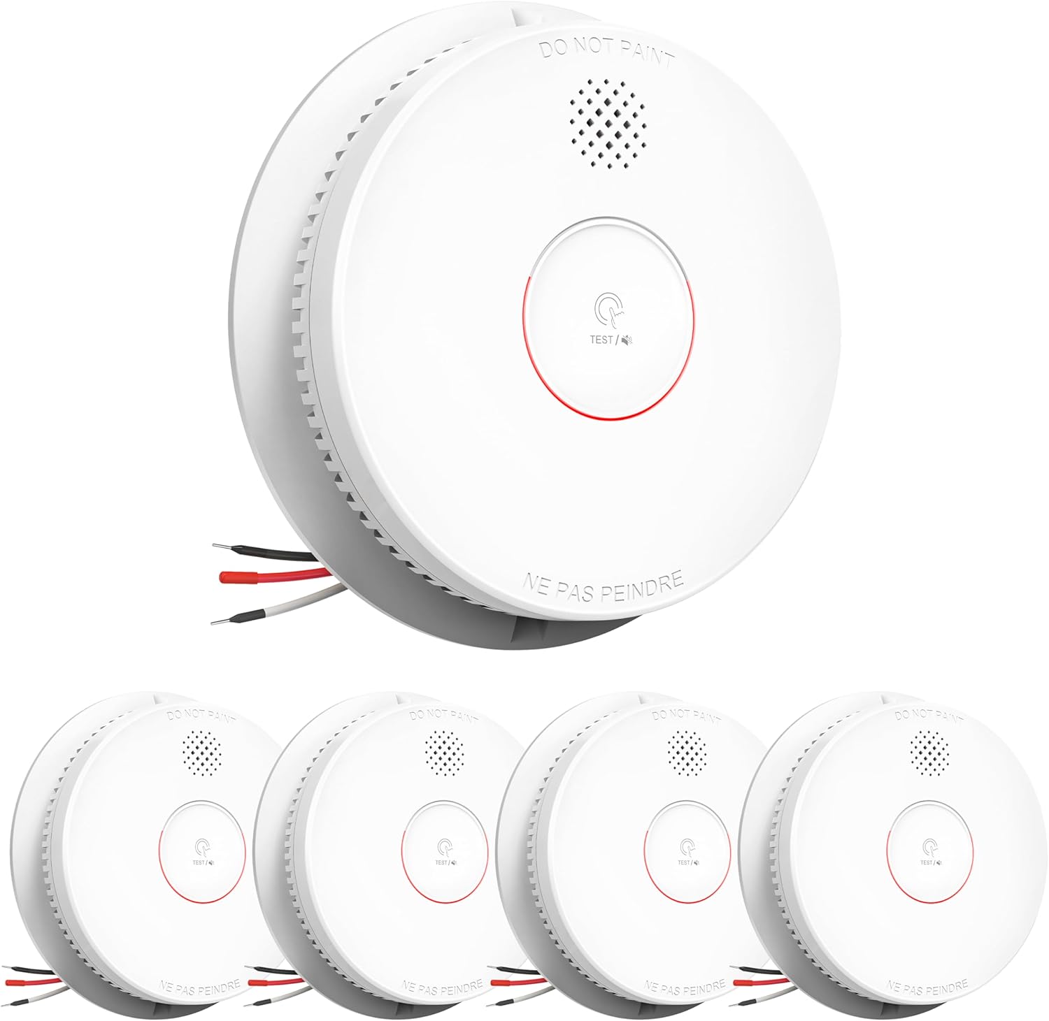 SITERWELL Smoke Detector, Hardwired Interconnected Smoke Detector, Photoelectric Smoke Alarm with 9V Backup Battery, Fire Alarm with Test/Silence Button, ETL-9th Listed, GS562A, 5 Packs