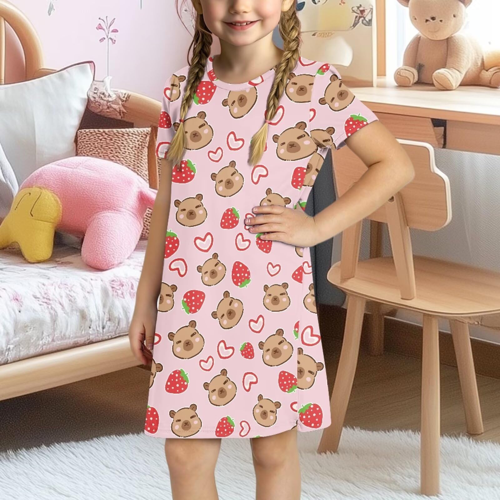 Camisón de manga corta para niñas 3-4, 5-6, 7-8, 9-10, 11-12, 13-14