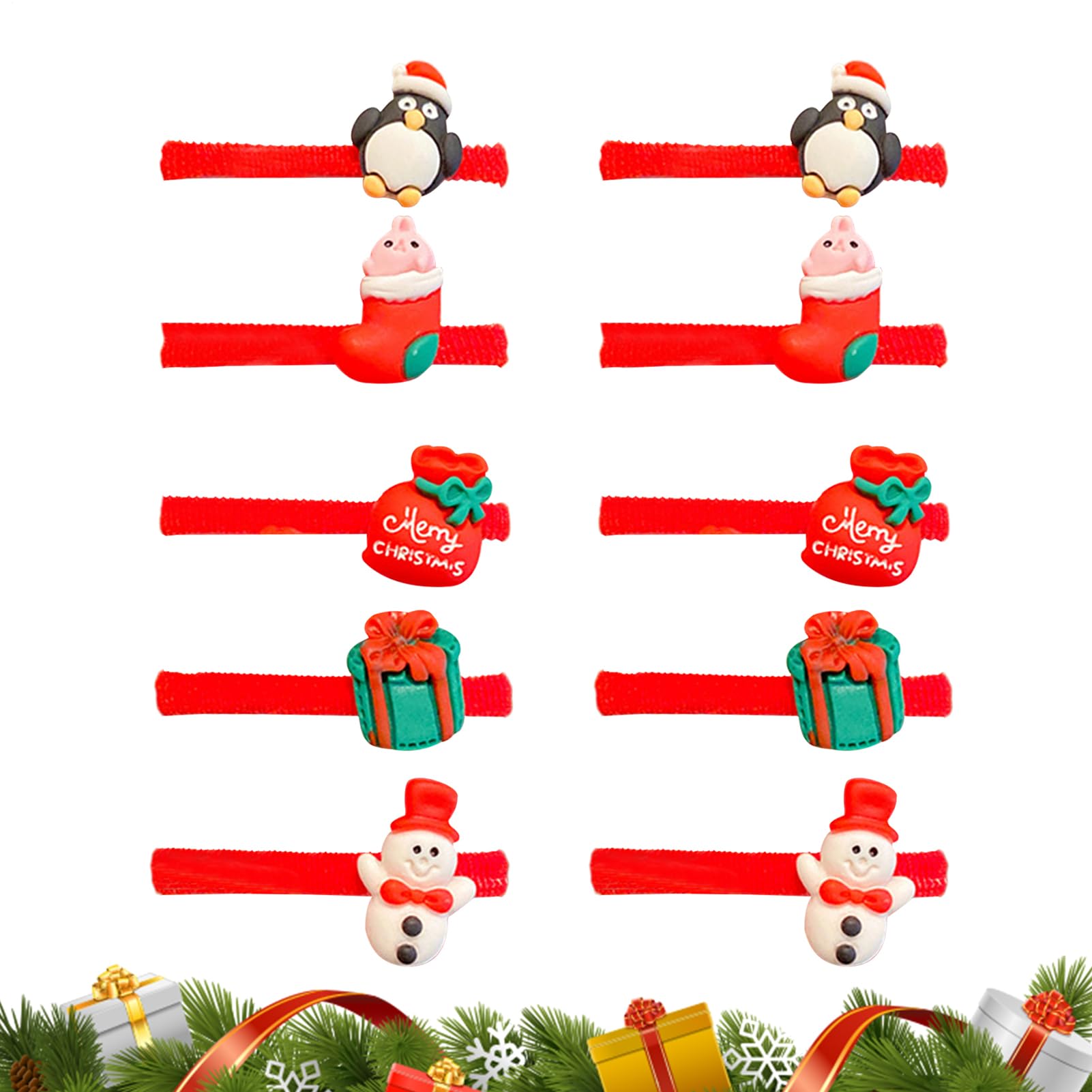 チャーム付き一般的なヘアゴム |ソフトでキュートな弾性美容用品 10 個 - クリスマス ヘアタイ記念品、お団子編みスポーツ、バレーボール、チア、体操、バレエ、シャワー、ビーチ、学校、オフィス、パーティー用