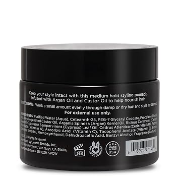 Argan Magic Medium Hold Pomade with Argan Oil | Shapes, Adds Texture, Increases Definition, Paraben Free (8 Oz)