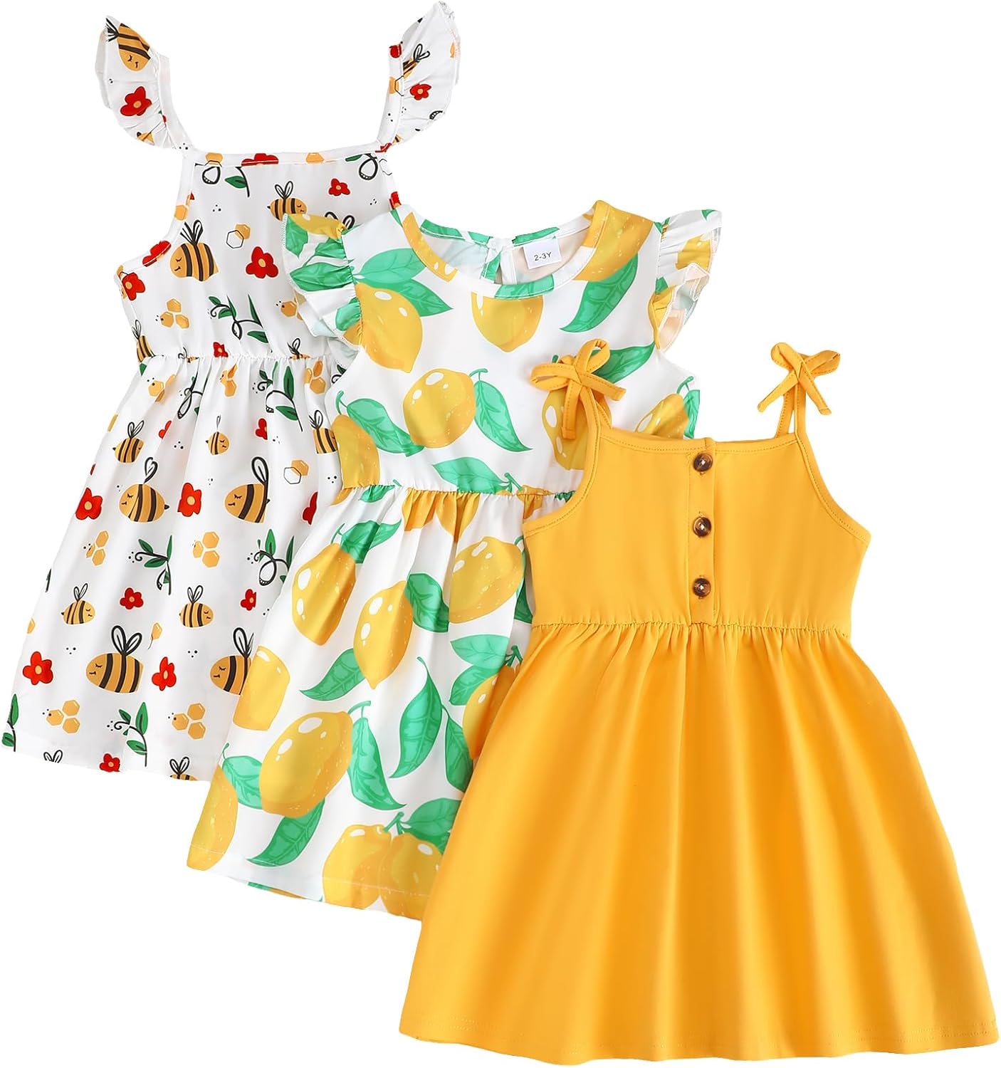 Toddler Girl Dress Little Girl Clothes Ruffle Sleeveless Multipack Floral Flamingo Striped Summer Spring Casual Dresses