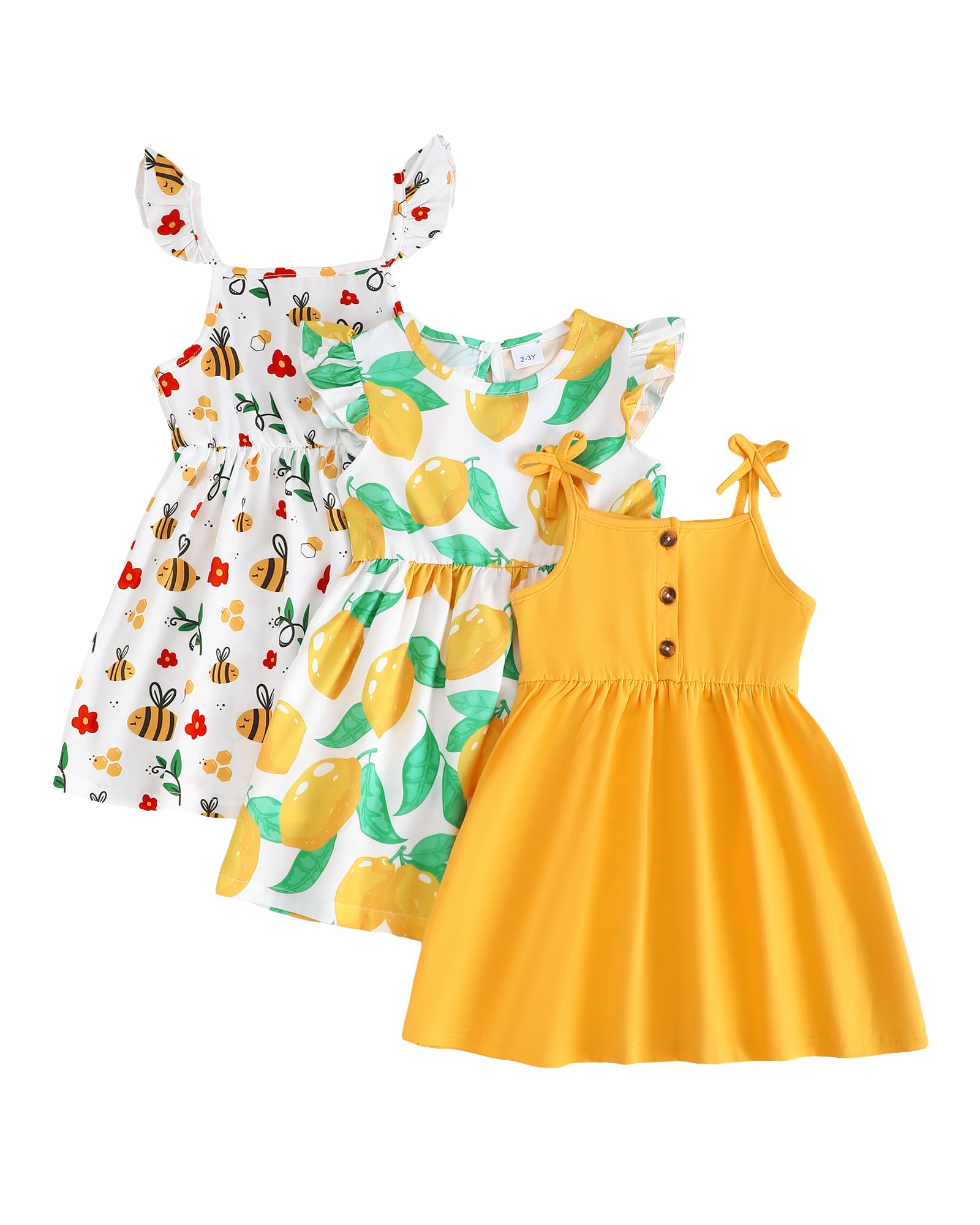 Toddler Girl Dress Little Girl Clothes Ruffle Sleeveless Multipack Floral Flamingo Striped Summer Spring Casual Dresses