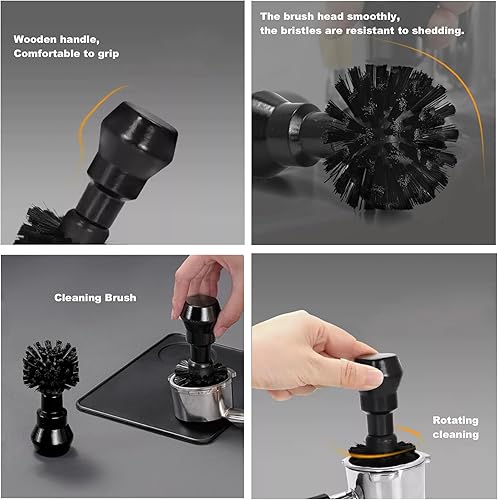 Miniatura 2 de Juego de cepillos de limpieza para máquina de café expreso, cepillo de limpieza de cabeza de grupo, cepillo de limpieza de portafiltros de café,
