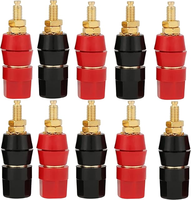 RUNCCI-YUN Binding Post Connector,4mm Banana Socket,Audio Speaker Terminal Panel Mount Banana Socket for Amplifier Speaker Terminal Socket Connector & Audio Video Cable Plugs & Adapter(10pcs)