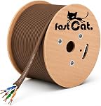 fast Cat. Cat6 Direct Burial Outdoor Rated CMX Cable,Waterproof, 23AWG Solid Bare Copper, 550MHz, UL Listed, Unshielded UTP, Bulk Ethernet Cable (500ft, Brown)