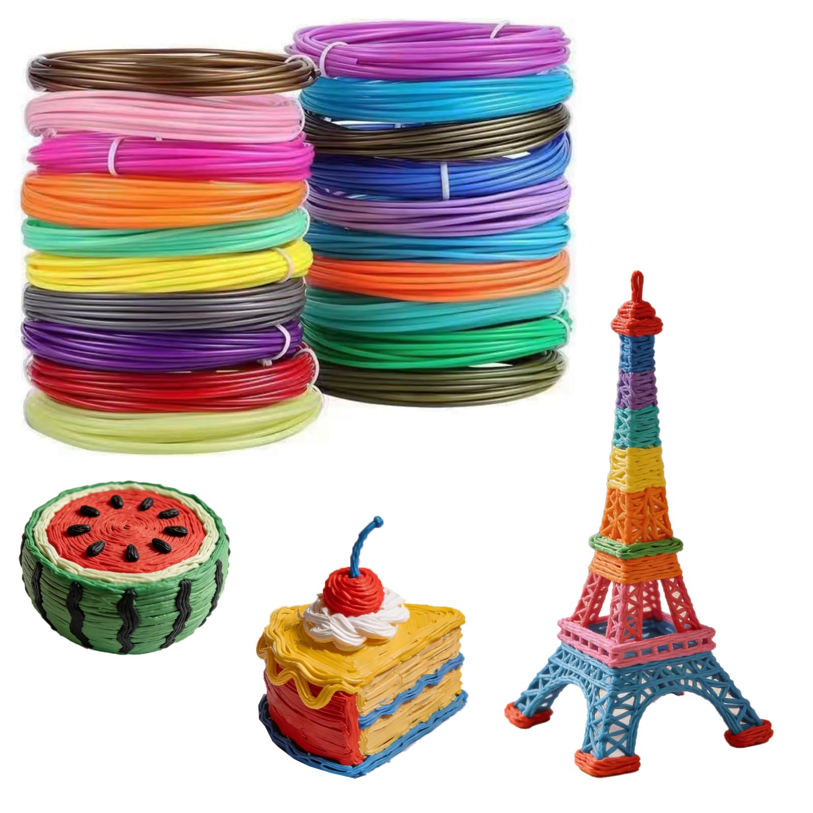Filamento PLA para Lapiz 3D - Filamento PLA Boligrafo 3D 1,75mm con 10 Colores Variados, 50 M (5M*10 Colores), Filament PLA 3d Pen para todos los bolígrafos de impresión 3D que se ajustan a 1,75 mm