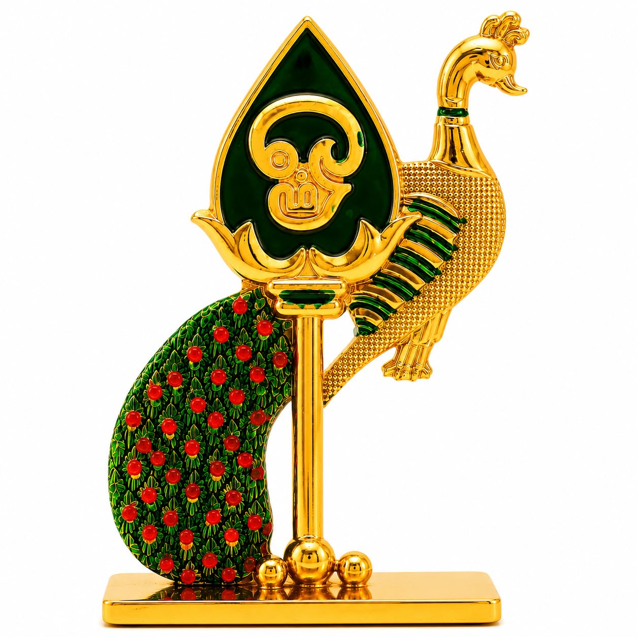 Brass Murugan Vel Idol with Stand Gold Finish Spiritual Decor | Premium Dashboard Murugan Vel Idol-image-33