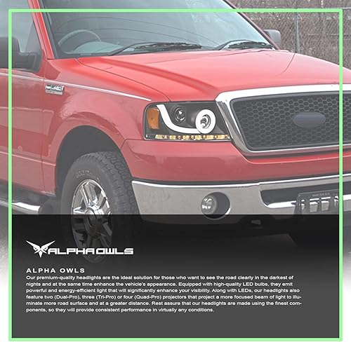 Miniatura 41 de Alpha Owls 8711378 Projector Headlights With Switchback Sequential LED Bar & Startup Light - Black Amber Fits 2004-2008 Ford F150 / 2006-2008