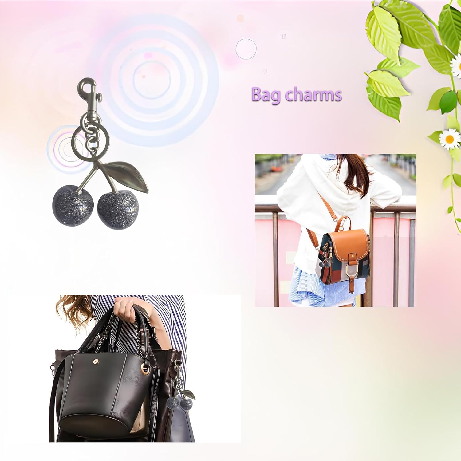 Cherry Keychain for Women - Cute Cherry Bag Charm, Purse Charms for Handbag, Durable Fruit Keychain Accessories - Image 5