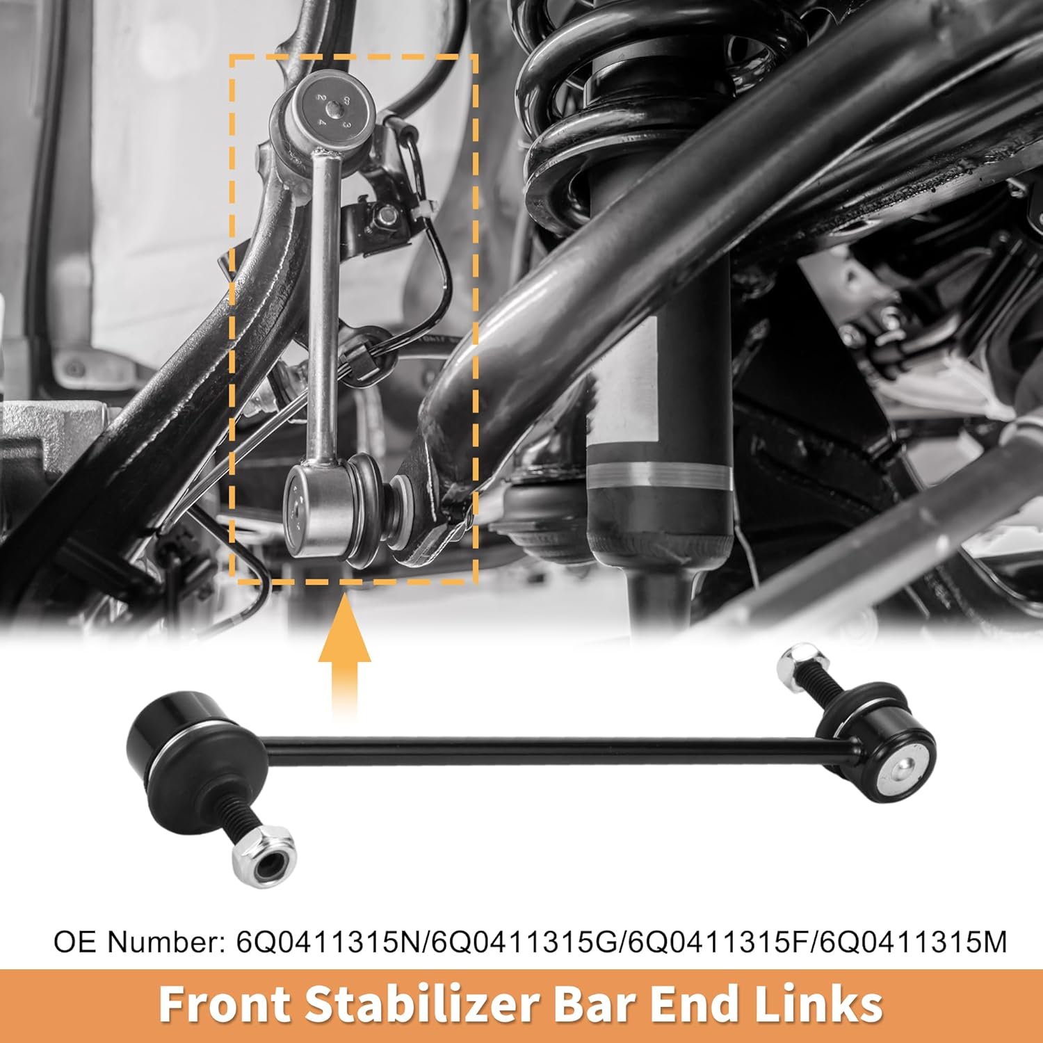 X AUTOHAUX 2pcs Front Sway Bar Links Stabilizer Link Kit for Skoda Roomster for Skoda Fabia No.6Q0411315N/6Q0411315G/6Q0411315F/6Q0411315M/6Q0411315L/6Q0411315J