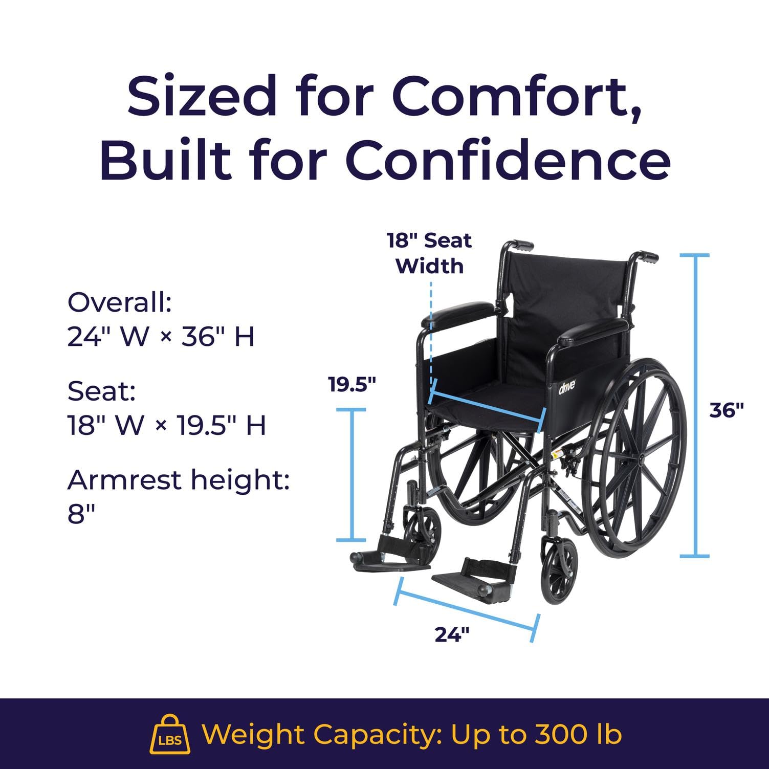 Drive Medical Silver Sport 1 Folding Transport Wheelchair, Black — Amazon image 7