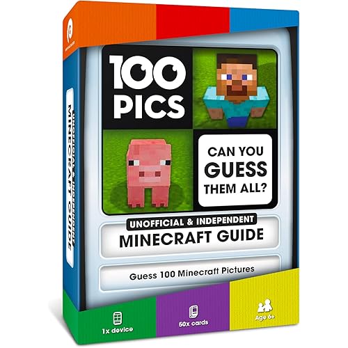 100 PICS Unofficial & Independent Minecraft Guide - Guess 100 Minecraft Items | Flash Cards with Slide Reveal Case | Card Game, Gift, Stocking Stuffer | for Kids and Adults | Ages 6+