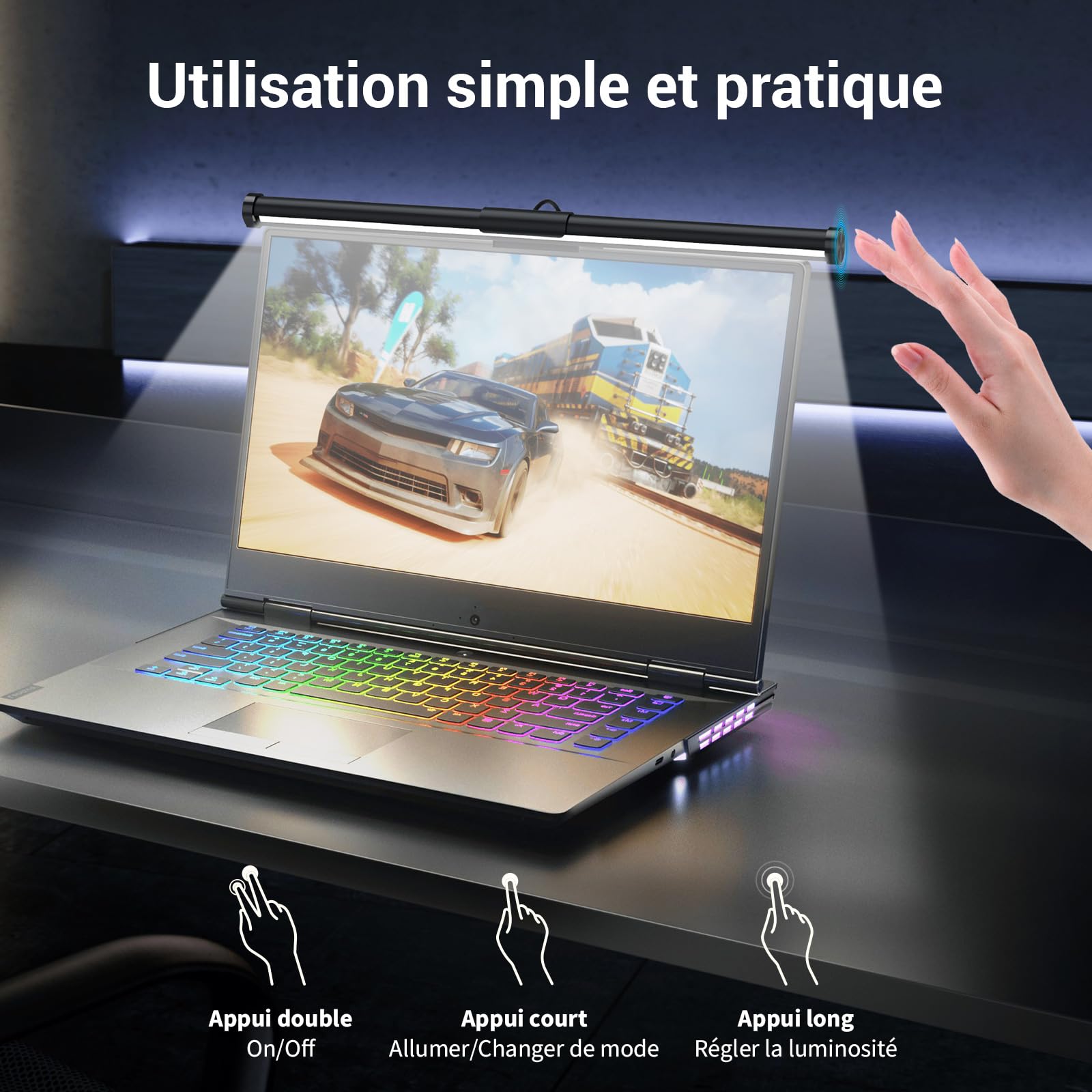 LED Lampe Écran PC, USB Monitor Light Bar avec Contrôle Tactile, 5 Luminosité et Température de Couleur Réglable, Soins Oculaires Pour Bureau Gaming Lecture Maison Cadeau Pratique Réfléchie